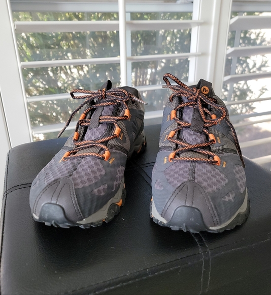 Merrell Dark Gray/Orange Men's Performance Sneakers SZ 10 - Picture 2 of 9